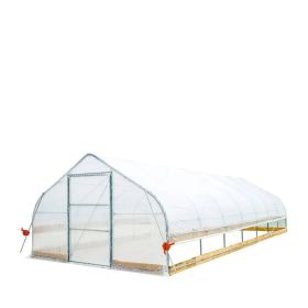 12' x 30' Tunnel Greenhouse Grow Tent w/6 Mil Clear EVA Plastic Film, Cold Frame, Hand Crank Roll-Up Sides, Peak Ceiling Roof, TMG-GH1230