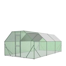 10' x 20' Wire Mesh Chicken Run Shelter Coop, Galvanized Steel, 200 Sq-Ft, Lockable Gate, PVC Coated Mesh, TMG-CRS1020