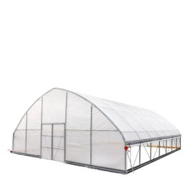 30' x 30' Tunnel Greenhouse Grow Tent w/6 Mil Clear EVA Plastic Film, Cold Frame, Hand Crank Roll-Up Sides, Peak Ceiling Roof, TMG-GH3030