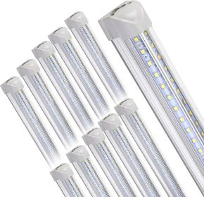 10Pack 8FT LED Shop Lights, 100W 16000LM 6500K Linkable Shop Light, High Output Clear Cover, Integrated T8 8FT LED Tube