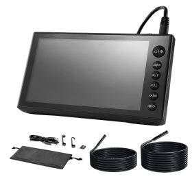 Triple Lens Endoscope with Dual-Cable Setup, Industrial Borescope with Light, 7" HD IPS Spilt-Screen, 8 + 2 LEDs, 8X Zoom