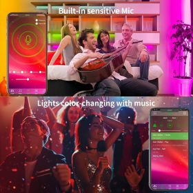 100ft Led Strip Lights RGB Music Sync Color Changing Led Lights with Smart App Control Remote Led Lights for Bedroom Room Lighting Flexible Home