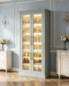 8-Tier Shoe Storage Cabinet 66.9 Tall Entryway Organizer Rack with Acrylic Doors And LED Lights