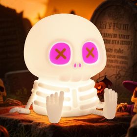 Ammonite Skeleton Night Light, Silicone Skull Lamp, 8 Colors & 2-Level Adjustable Warm Light, Touch Control LED Bedside Lamp for Home, Gaming Roo