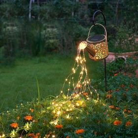 Outdoor Solar Metal Watering Can Small Hanging Decorative
