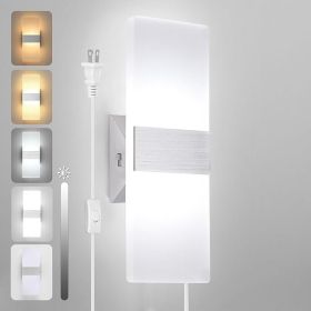 Modern Wall Sconce, Adjustable 4 Color Temperature LED Wall Sconce Plug in