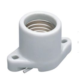 Porcelain Surface Mount Light Socket,E26 Medium Base Ceramic Lamp Holder,Cleat Lamp Socket with Two Hole Flanged Mounting and 5.9" Leads