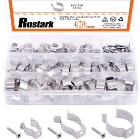 48 Pcs U Clip Holder Set with T5 T8 T10 Stainless Steel Lampholder Mounting Support Lamp Bracket for LED Light Fluorescent Tube Bulb