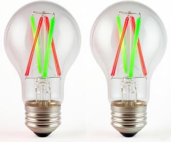 3 Color Temperature LED Bulb E26 Medium Base 60W Equivalent, Red and Green Color Changing Light Bulb 3CCT A19 LED 6W Clear Glass, Not Dimmable, 2