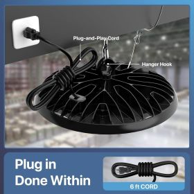 UFO LED High Bay Light: 150W 19500LM High Bay LED Shop Lights with 6ft Plug - 5000K IP65 LED Warehouse Lights for Workshop Stadium Garage Lightin