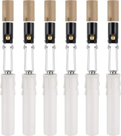 E12 Length Adjustable Bulb Socket, Candelabra Base Bulb Holder with Cardboard Insulator and Plastic Candle Cover Sleeves, 6-Pack