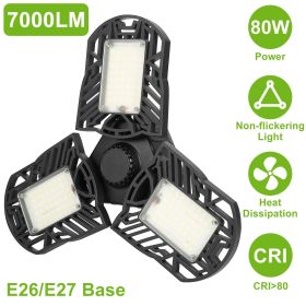 LED Garage Light, E26/E27 80W 7000LM 6500K Garage Ceiling Light Deformable Workshop Lamp LED Ceiling Light Bulbs