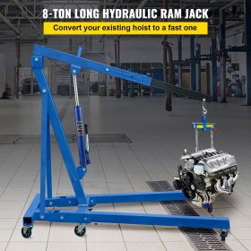 Hydraulic Long Ram Jack, 8 Tons/17363 lbs Capacity, with Single Piston Pump and Clevis Base, Manual Cherry Picker with Handle, for Garage/Shop Cr
