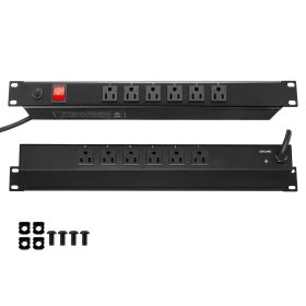 1U PDU, 12 Outlets, Rack Mount Power Strip Fits Standard 19" Server Racks, with Integrated Switch Surge Protection & Overload Protection, 110-125