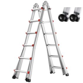 Telescoping Ladder A Frame, 20.5 FT Compact Aluminum Extension Ladder, Multi-Function Portable Collapsible RV Ladder