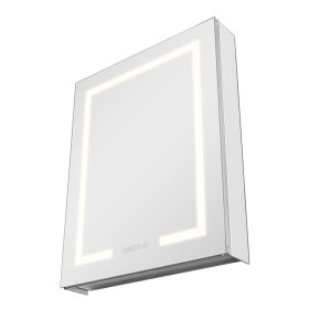 Lighted Medicine Cabinet with Mirror, 24 x 30 in Recessed or Wall Mount, 3 Color Dimmable LED Bathroom Medicine Cabinet with HD Mirror, Clock