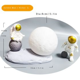 1pc Sitting Astronaut & Moon Night Light; Bedroom Sleep Light; Romantic Birthday Gifts; Bedside Table Lamp; Rechargeable Dimmable Atmosphere Nigh (Items: Statue + Kicker G)