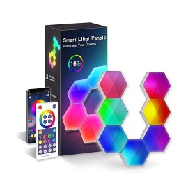 Intelligent LED Odd Light Panel; Color Hexagonal Honeycomb LED Lamp; Electric Competition Atmosphere Lamp; Modular Wall Panel Lamp; Ceramic Tile (Quantity: 6pcs)