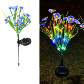 Solar Garden Lights LED Flower Stake Lamp Outdoor Yard Waterproof Patio Decor (Color: Blue, Package: 3 Pack)