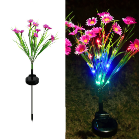Solar Garden Lights LED Flower Stake Lamp Outdoor Yard Waterproof Patio Decor (Color: Pink, Package: 3 Pack)