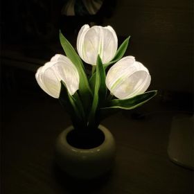 Tulip Lamp - LED Replica Tulip Table Lamp with Flower Vase for Desktop Decoration. Suitable for home, living room, desktop decoration, holiday gi (Color: White)