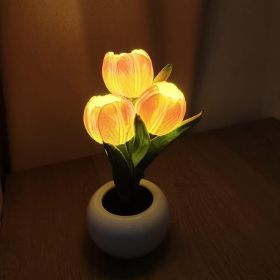 Tulip Lamp - LED Replica Tulip Table Lamp with Flower Vase for Desktop Decoration. Suitable for home, living room, desktop decoration, holiday gi (Color: Orange)
