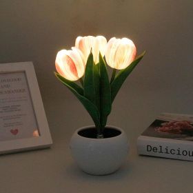 Tulip Lamp - LED Replica Tulip Table Lamp with Flower Vase for Desktop Decoration. Suitable for home, living room, desktop decoration, holiday gi (Color: Pink)