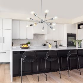 Sputnik Chandelier Modern Black/Brushed Nickel/Chrome Chandelier Mid Century Ceiling Lighting Fixtures 10 Lights E26 for Living Room, Kitchen Isl (Color: Chrome)
